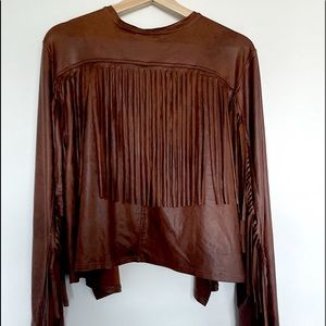 🌟 BRAND NEW - FRINGE, Faux Leather, Chocolate jacket 🌟